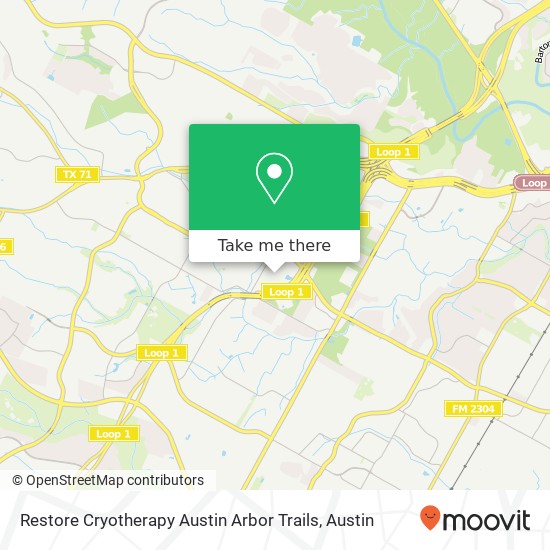 Restore Cryotherapy Austin Arbor Trails map