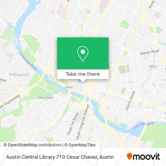 Mapa de Austin Central Library 710 Cesar Chavez