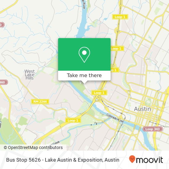 Mapa de Bus Stop 5626 - Lake Austin & Exposition