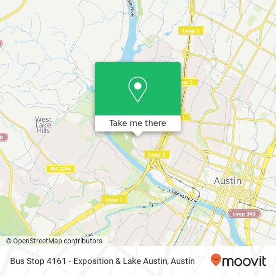 Bus Stop 4161 - Exposition & Lake Austin map