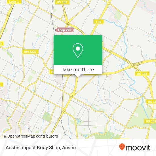 Austin Impact Body Shop map