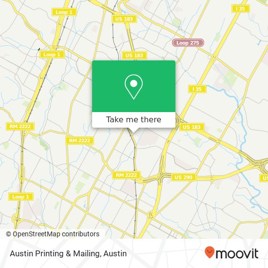 Austin Printing & Mailing map