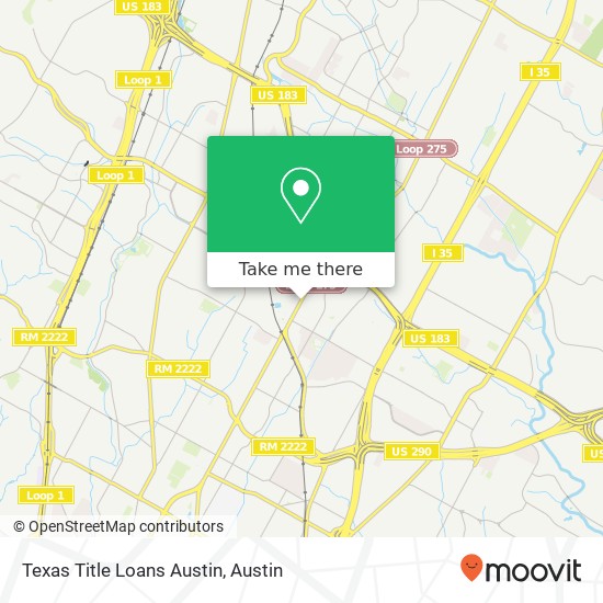 Mapa de Texas Title Loans Austin