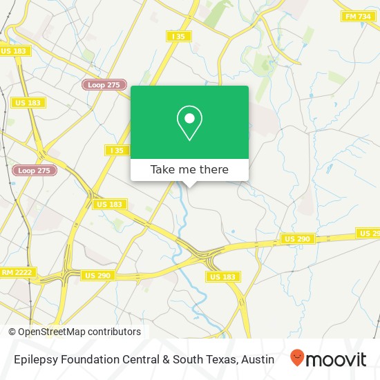 Mapa de Epilepsy Foundation Central & South Texas