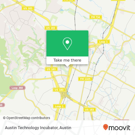 Austin Technology Incubator map