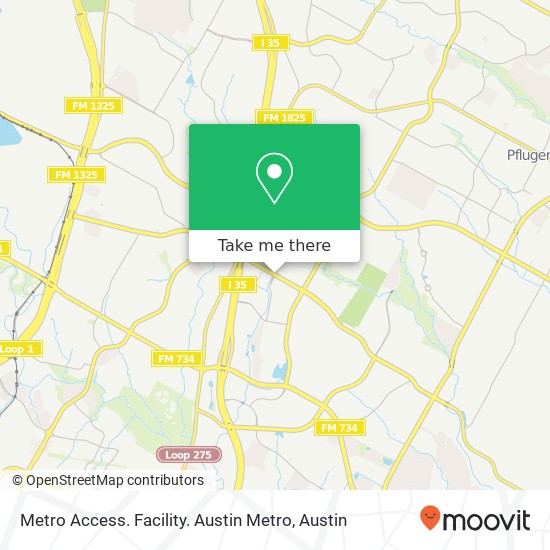 Metro Access.  Facility. Austin Metro map