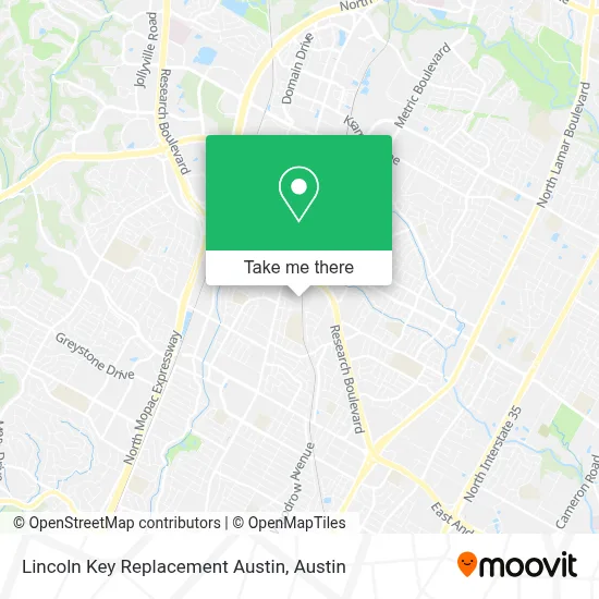 Lincoln Key Replacement Austin map