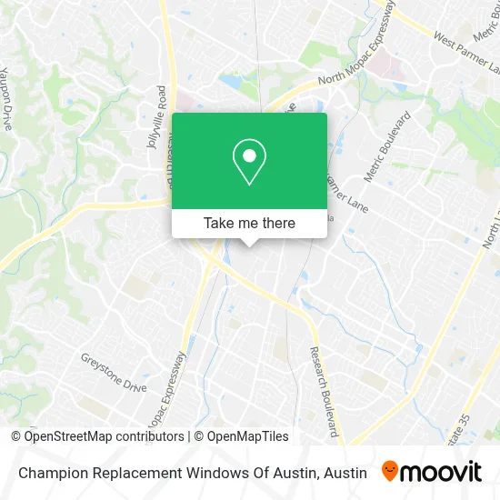 Champion Replacement Windows Of Austin map