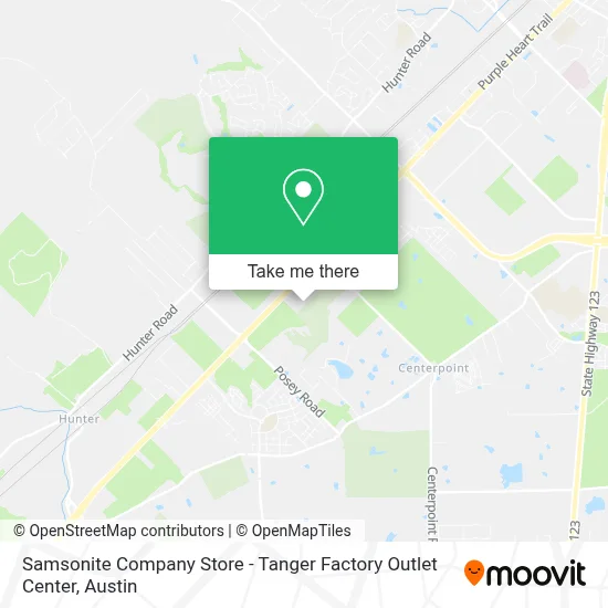 Samsonite Company Store - Tanger Factory Outlet Center map