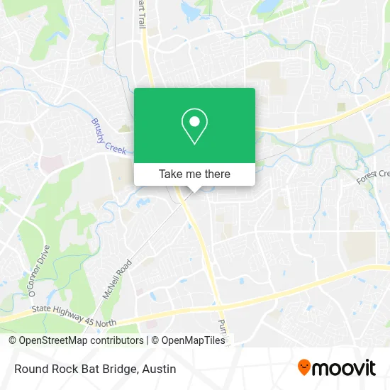 Round Rock Bat Bridge map