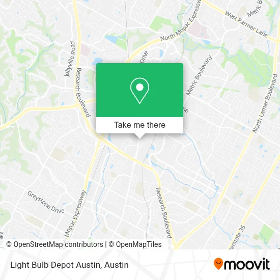 Light Bulb Depot Austin map