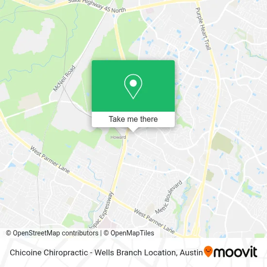 Chicoine Chiropractic - Wells Branch Location map
