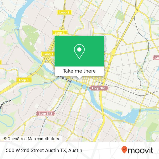 Mapa de 500 W 2nd Street Austin TX