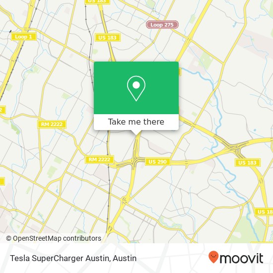 Mapa de Tesla SuperCharger Austin
