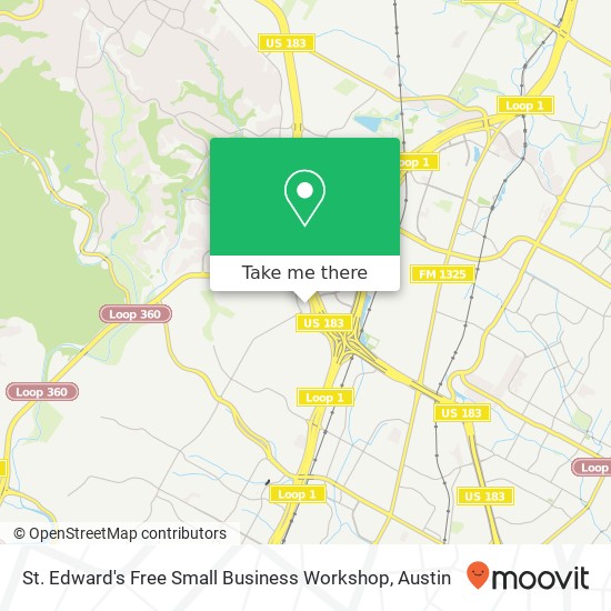 St. Edward's Free Small Business Workshop map