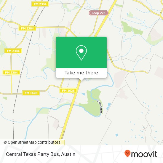 Central Texas Party Bus map