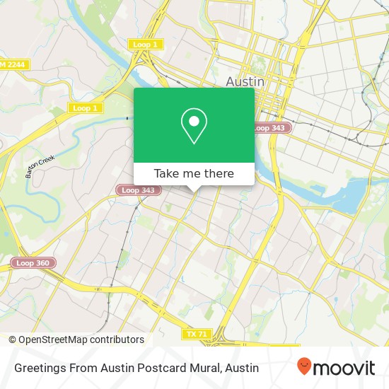 Mapa de Greetings From Austin Postcard Mural