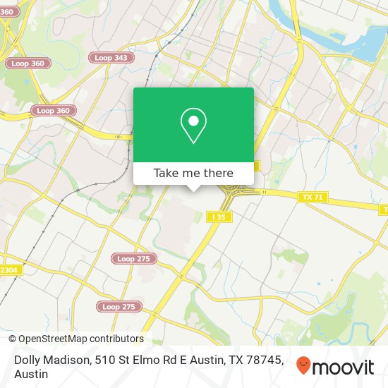 Mapa de Dolly Madison, 510 St Elmo Rd E Austin, TX 78745