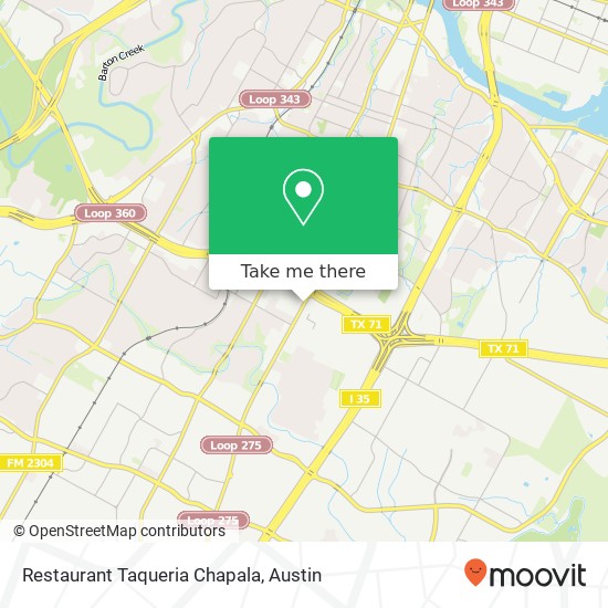 Mapa de Restaurant Taqueria Chapala, 4201 S Congress Ave Austin, TX 78745