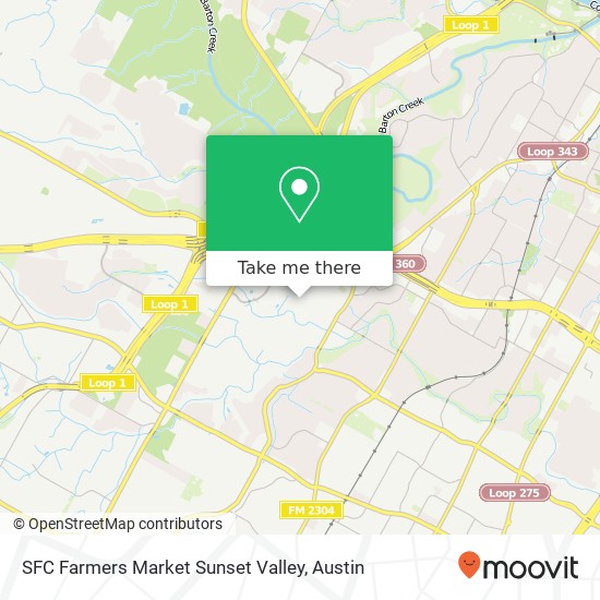 Mapa de SFC Farmers Market Sunset Valley, 3200 Jones Rd Sunset Valley, TX 78745