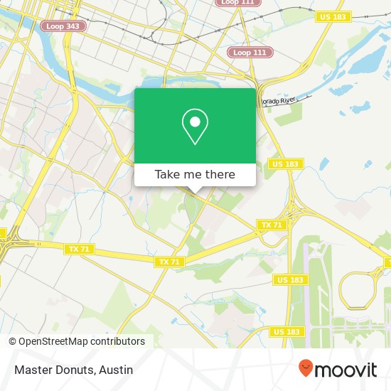 Mapa de Master Donuts, 6100 E Riverside Dr Austin, TX 78741