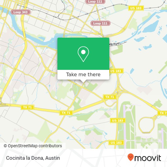Mapa de Cocinita la Dona, 1710 Montopolis Dr Austin, TX 78741