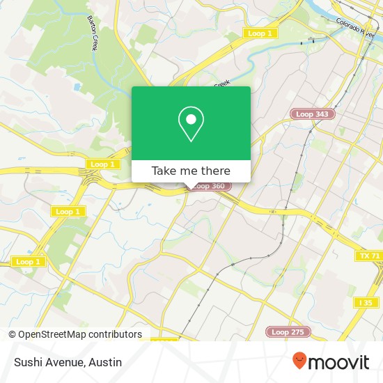 Mapa de Sushi Avenue, 4477 S Lamar Blvd Austin, TX 78745