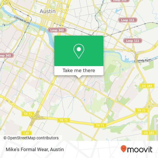 Mapa de Mike's Formal Wear, 2410 E Riverside Dr Austin, TX 78741