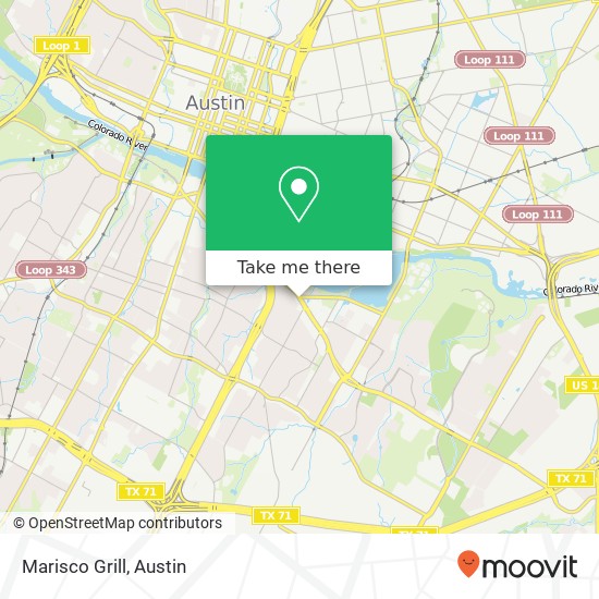 Mapa de Marisco Grill, 1701 E Riverside Dr Austin, TX 78741