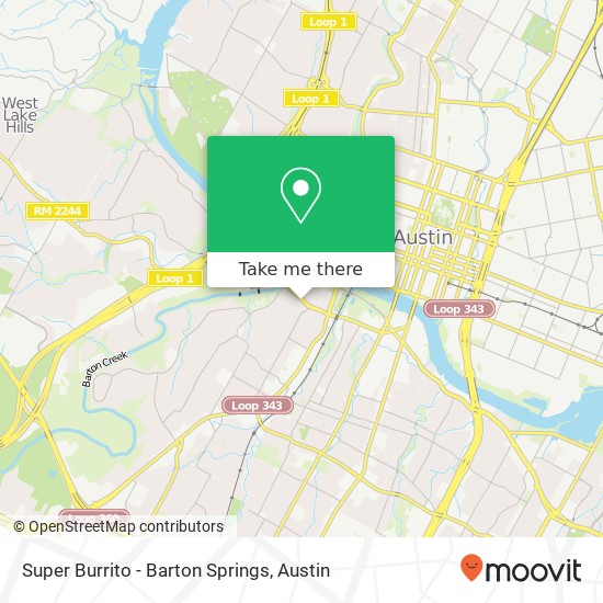 Mapa de Super Burrito - Barton Springs, 1631 Barton Springs Rd Austin, TX 78704
