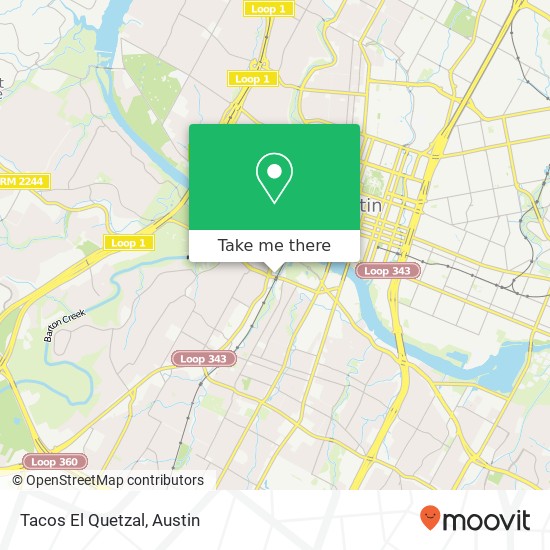 Mapa de Tacos El Quetzal, 1210 Barton Springs Rd Austin, TX 78704