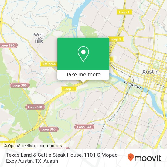 Mapa de Texas Land & Cattle Steak House, 1101 S Mopac Expy Austin, TX