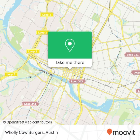 Mapa de Wholly Cow Burgers, 619 Congress Ave Austin, TX 78701