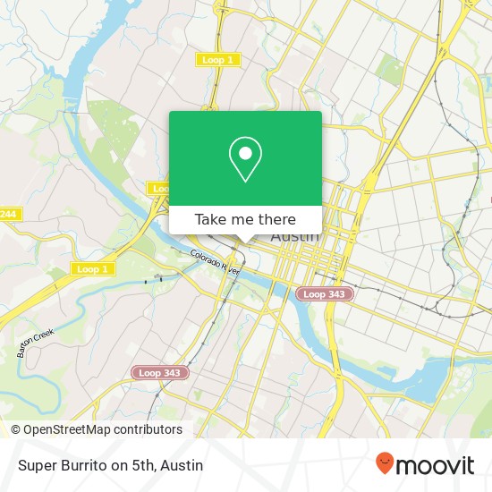 Mapa de Super Burrito on 5th, 817 W 5th St Austin, TX 78703
