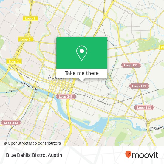 Mapa de Blue Dahlia Bistro, 1115 E 11th St Austin, TX 78702