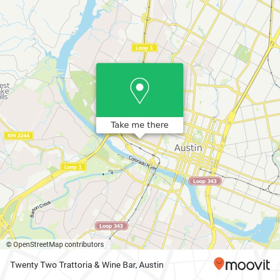 Mapa de Twenty Two Trattoria & Wine Bar, 1315 6th St W Austin, TX 78703
