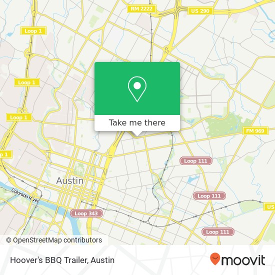 Mapa de Hoover's BBQ Trailer, 2002 Manor Rd Austin, TX 78722