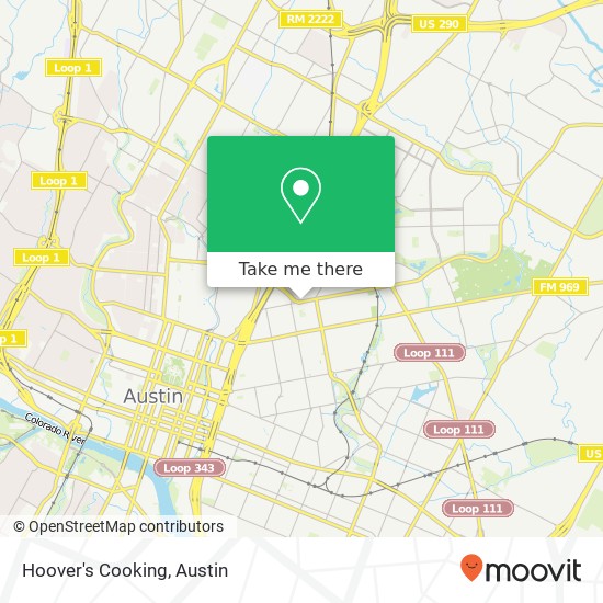 Mapa de Hoover's Cooking, 2002 Manor Rd Austin, TX 78722