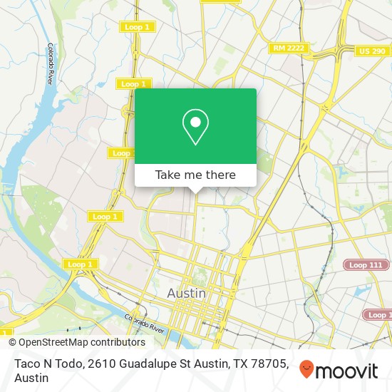 Mapa de Taco N Todo, 2610 Guadalupe St Austin, TX 78705