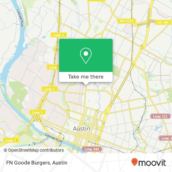 Mapa de FN Goode Burgers, 2610 Guadalupe St Austin, TX 78705