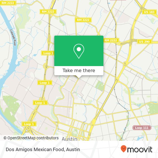 Mapa de Dos Amigos Mexican Food, 3713 Guadalupe St Austin, TX 78705