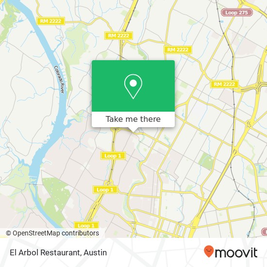 Mapa de El Arbol Restaurant, 3411 Glenview Ave Austin, TX 78703