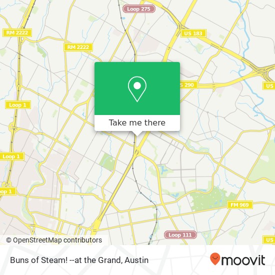 Mapa de Buns of Steam! --at the Grand, 4631 Airport Blvd Austin, TX 78751