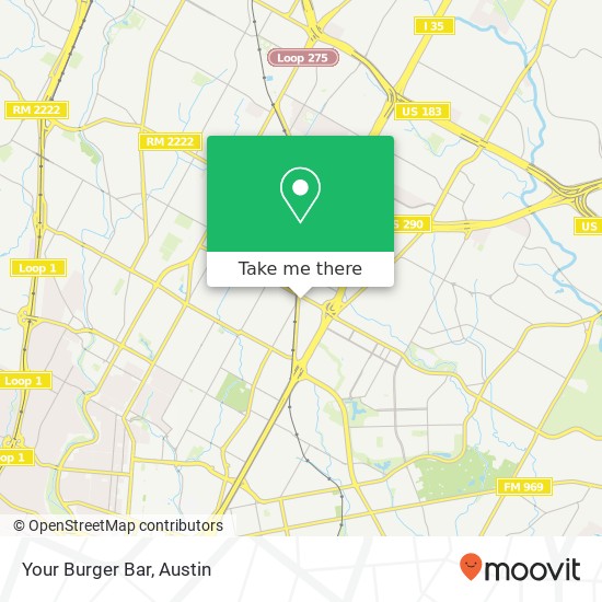 Mapa de Your Burger Bar, 5001 Airport Blvd Austin, TX 78751