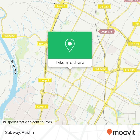 Mapa de Subway, 5020 Burnet Rd Austin, TX 78756