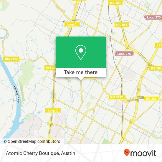 Mapa de Atomic Cherry Boutique, 5535 Burnet Rd Austin, TX 78756