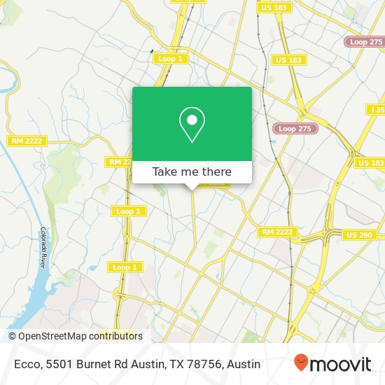 Mapa de Ecco, 5501 Burnet Rd Austin, TX 78756