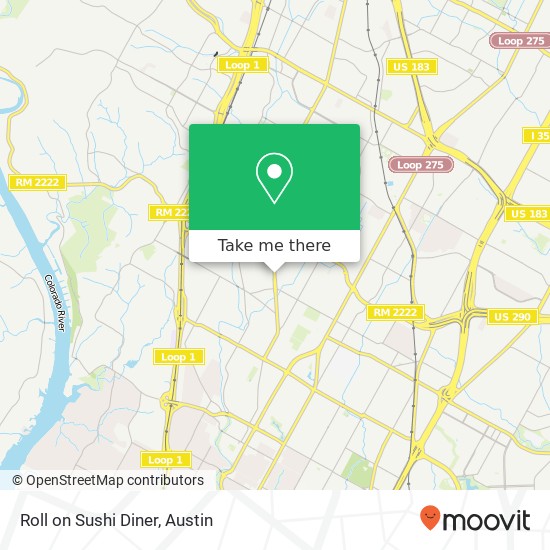 Mapa de Roll on Sushi Diner, 5350 Burnet Rd Austin, TX 78756