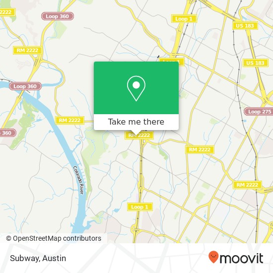 Mapa de Subway, 5521 Balcones Dr Austin, TX 78731