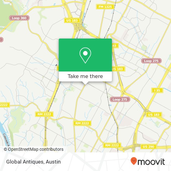 Mapa de Global Antiques, 7511 Burnet Rd Austin, TX 78757